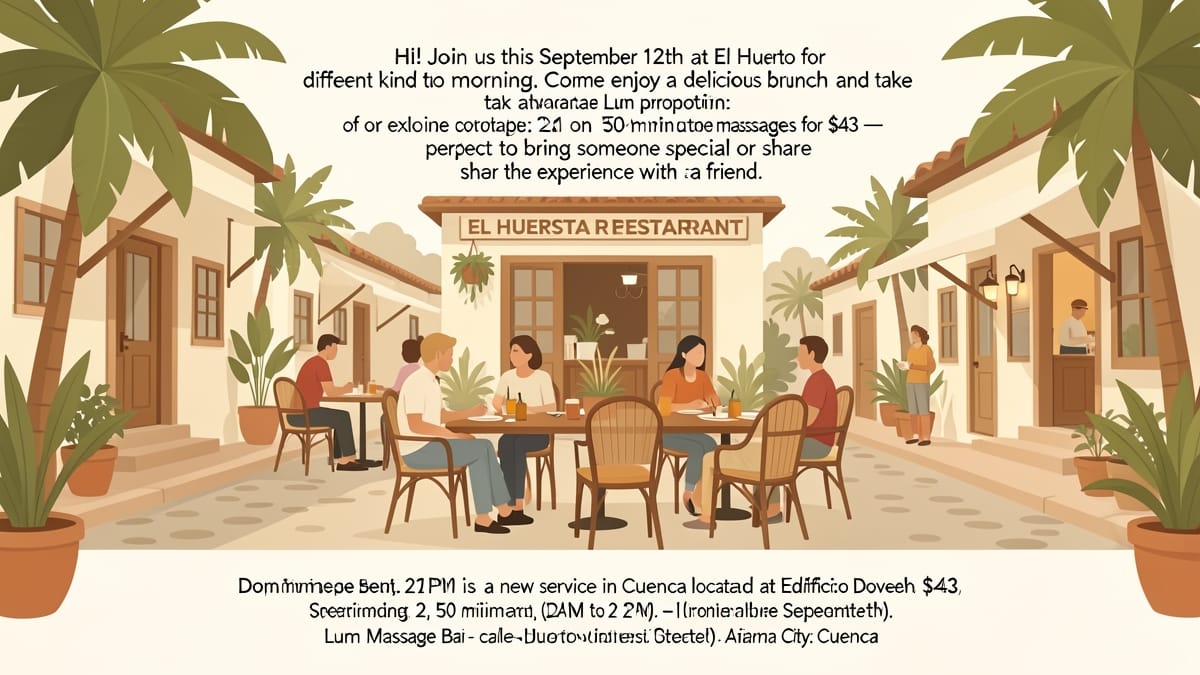 Brunch at El Huerto and 2×1 in massages at Lum Bassage Bar